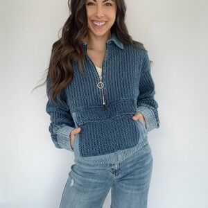 NEW BiBi Textured Knit Fabric in Black and Gray Sweater/Jacket